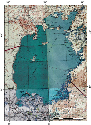 Карта аральского моря 1950 года